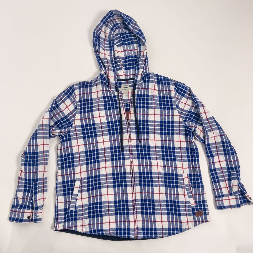 L.L. Bean Plannel Full Zip Hooded Jacket XL